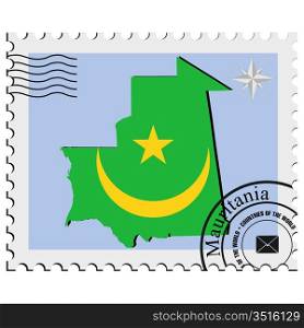 Vector stamp with the image maps of Mauritania