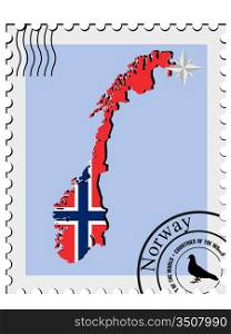 Vector stamp with the image maps of Norway