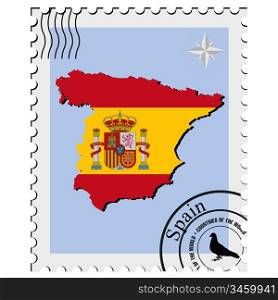 Vector stamp with the image maps of Spain