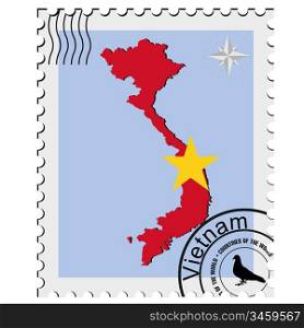 Vector stamp with the image maps of Vietnam