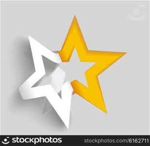 Vector star paper sticker on white background