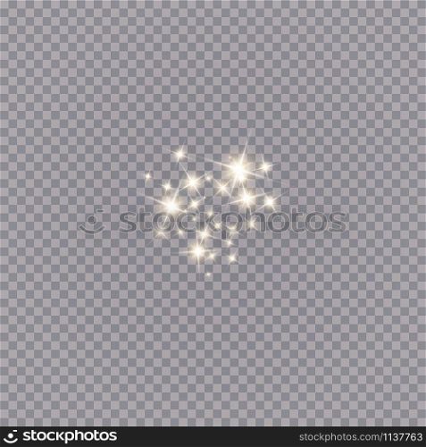 Vector starry cloud with dust. The dust is yellow sparks and golden stars shine with special light. Vector sparkles on a transparent background. Christmas light effect. Sparkling magical dust particles.. Vector starry cloud with dust. The dust is yellow sparks and golden stars shine with special light. Vector sparkles on a transparent background. Christmas light effect. Sparkling magical dust particles