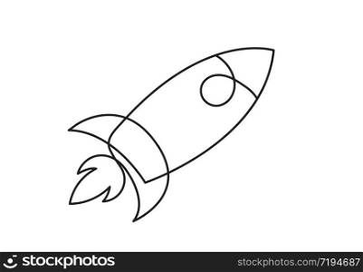 Vector startup. One line style rocket illustration