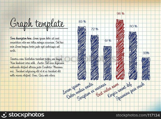 Vector statistics handdrawn column vertical graph template for your infographics . Vector statistics handdrawn column vertical graph template