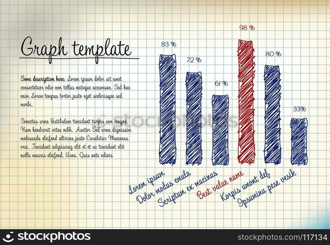 Vector statistics handdrawn column vertical graph template for your infographics . Vector statistics handdrawn column vertical graph template