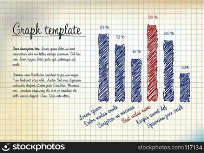 Vector statistics handdrawn column vertical graph template for your infographics . Vector statistics handdrawn column vertical graph template