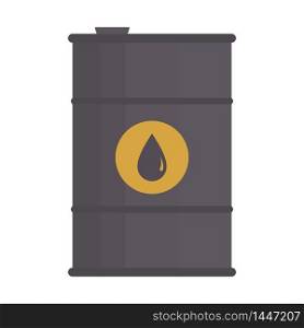 Vector steel barrel of oil. Flat style container with drop icon
