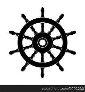 vector steering wheel of a ship, boat and yacht isolated on white background. rudder direction concept. nautical or travel symbol. wooden steer wheel