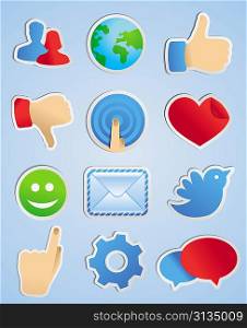 vector stickers with social media icons