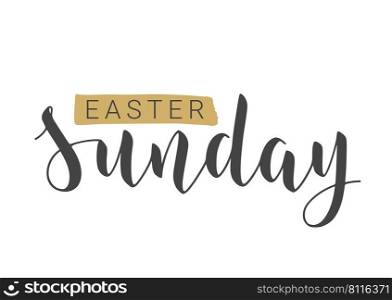 Vector Stock Illustration. Handwritten Lettering of Easter Sunday. Template for Banner, Invitation, Party, Postcard, Poster, Print, Sticker or Web Product. Objects Isolated on White Background.. Handwritten Lettering of Easter Sunday. Vector Illustration.