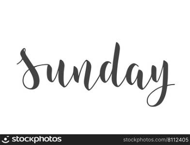 Vector Stock Illustration. Handwritten Lettering of Sunday. Template for Banner, Invitation, Party, Postcard, Poster, Print, Sticker or Web Product. Objects Isolated on White Background.. Handwritten Lettering of Sunday. Vector Stock Illustration.