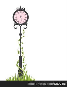 Vector street clock. Vector illustration of street clock. Decoration clock with space for text