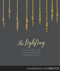 Vector string lights. Vector illustration of light cords on a dark background. String Lights