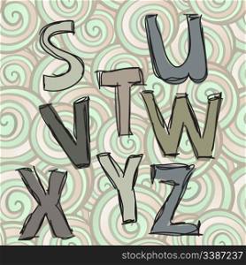 vector stuvwxyz doodle letters on seamless background