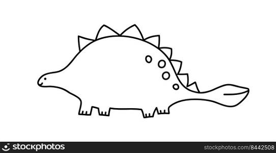 Vector Stylized cute monoline dinosaur Ankylosaurus isolated on white background. Kids dino for children and adults. Doodle simple style. Print on fabric stock illustration.. Vector Stylized cute monoline dinosaur Ankylosaurus isolated on white background. Kids dino for children and adults. Doodle simple style. Print on fabric stock illustration