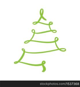 Vector stylized, scribbled Christmas tree green logo. Xmas element of design for greeting card, banner, poster.. Vector stylized, scribbled Christmas tree green logo. Xmas element of design for greeting card, banner, poster