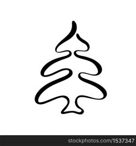 Vector stylized, scribbled Christmas tree logo. Doodle hand drawn xmas element of design for greeting card, banner, poster.. Vector stylized, scribbled Christmas tree logo. Doodle hand drawn xmas element of design for greeting card, banner, poster