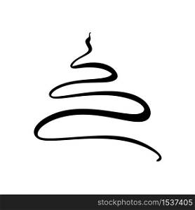 Vector stylized, scribbled Christmas tree logo. Xmas element of design for greeting card, banner, poster.. Vector stylized, scribbled Christmas tree logo. Xmas element of design for greeting card, banner, poster