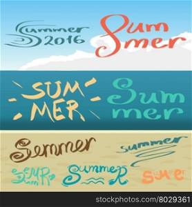 Vector summer background. Summer vector illustration. Vector hand lettering inspirational typography poster summer. Summer fun. Handwritten summer lettering. Summer card