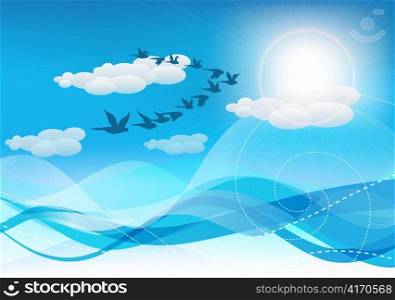 vector summer background with birds