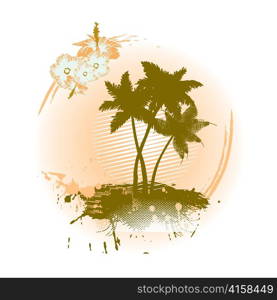 vector summer background with hibiscus