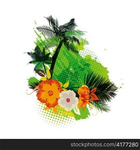 vector summer background with hibiscus