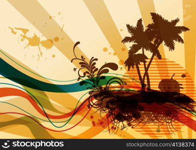 vector summer background with palm trees