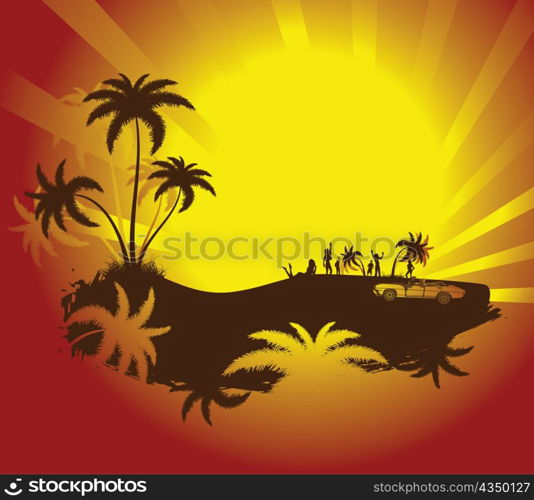 vector summer background with palm trees