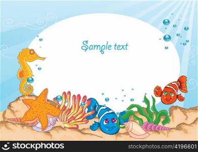 vector summer background with sea creatures