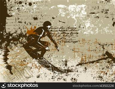 vector summer background with wind surfer