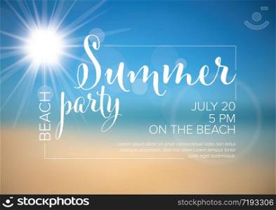 Vector summer beach party invitation poster template flyer