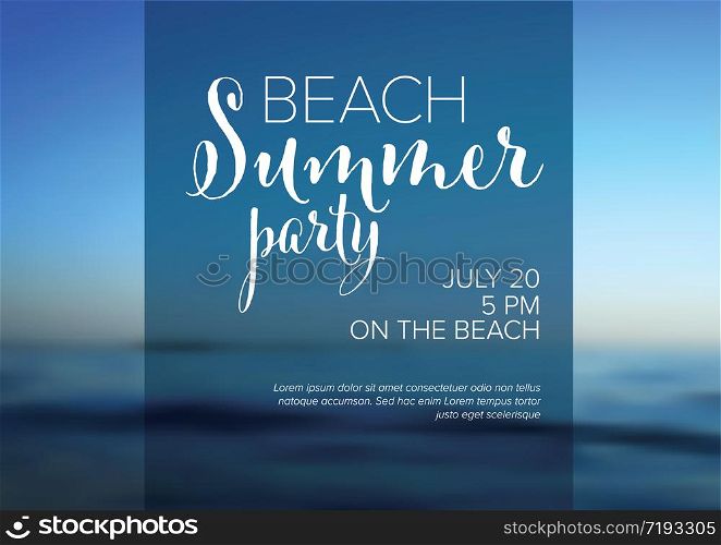 Vector summer beach party invitation poster template flyer. Vector summer party invitation poster template