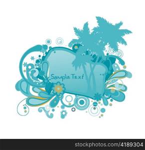 vector summer floral frame with palm trees