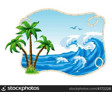 vector summer frame with palm trees