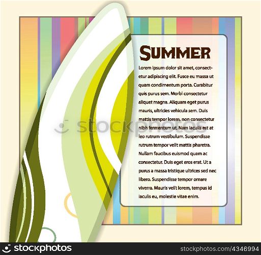 vector summer frame with surf board
