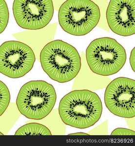 Vector Summer Fruit Kiwi Slice Seamless Pattern for Products or Wrapping Paper Prints.