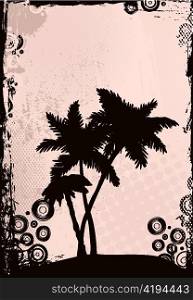 vector summer grunge background with palm trees