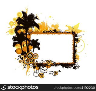 vector summer grunge floral frame