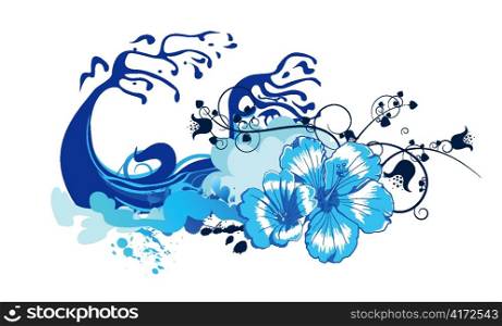 vector summer illustration with hibiscus