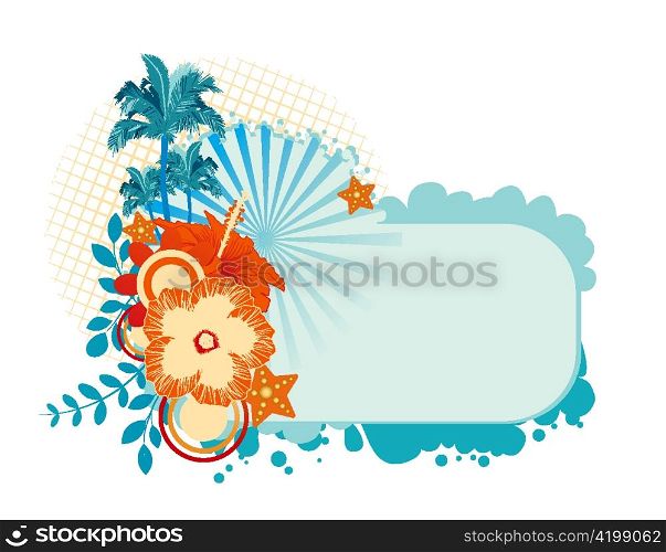 vector summer illustration with hibiscus