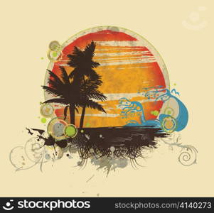 vector summer illustration with palm tree