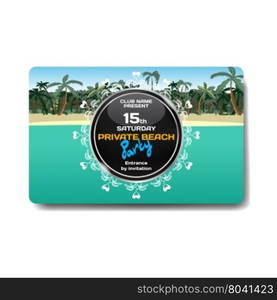 Vector summer party flyer. Landscape tropical beach. Posters, invitations, templates.