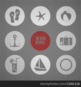 Vector summer poster made from icons - retro black and white version