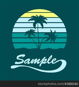vector summer t-shirt design with palm trees