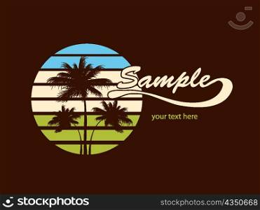 vector summer t-shirt design with palm trees