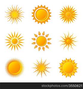Vector Sun Icons on White Background