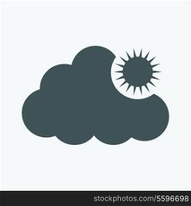 Vector sun with clouds