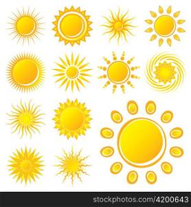 Vector Suns on White Background