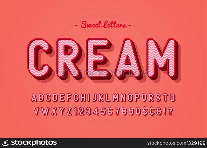 Vector sweet candy font design, alphabet, typeface, letters and numbers, typography. Vector sweet candy font design, alphabet, typeface, letters and