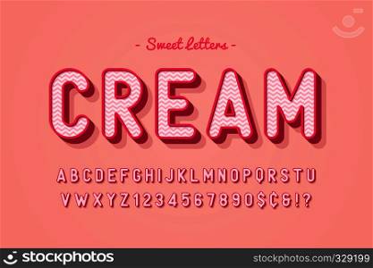 Vector sweet candy font design, alphabet, typeface, letters and numbers, typography. Vector sweet candy font design, alphabet, typeface, letters and